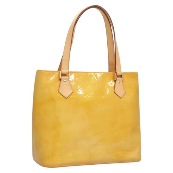 Louis Vuitton Handbags - LOUIS VUITTON Monogram Vernis Houston Hand Bag Beige M91004 LV Auth